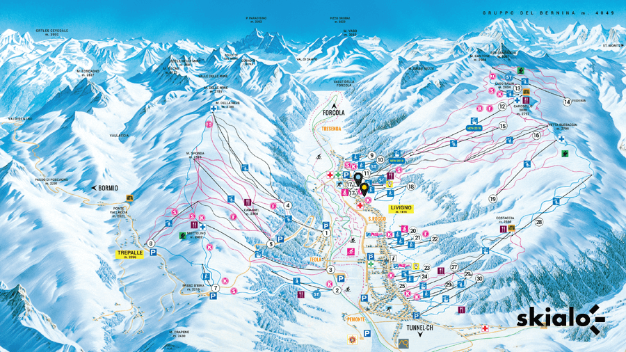 mappa piste sci livigno cartina impianti skialo noleggio sci